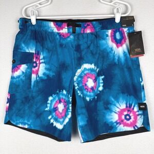 NWT Vans Surf Volley Shorts Mens Large Blue Tie Dye VN0A4RTDYVX Swim Trunks